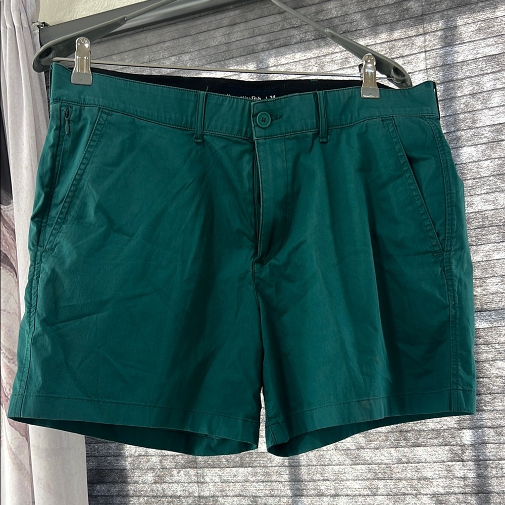 Abercrombie & Fitch Green Flat Front Shorts